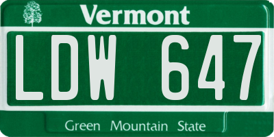 VT license plate LDW647
