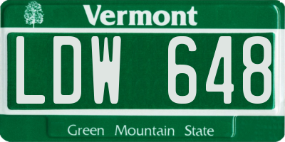 VT license plate LDW648