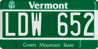 VT license plate LDW652