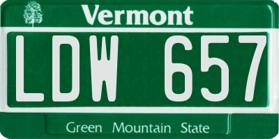 VT license plate LDW657