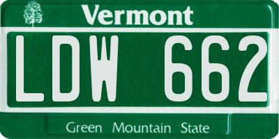 VT license plate LDW662
