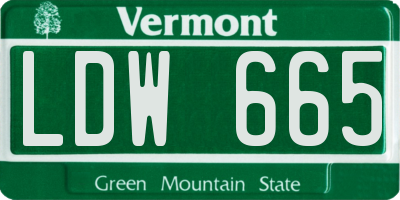 VT license plate LDW665