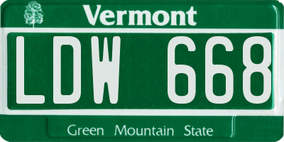 VT license plate LDW668