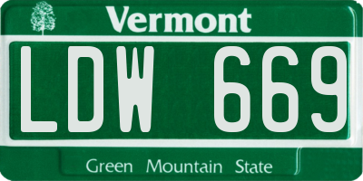VT license plate LDW669