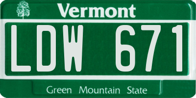 VT license plate LDW671