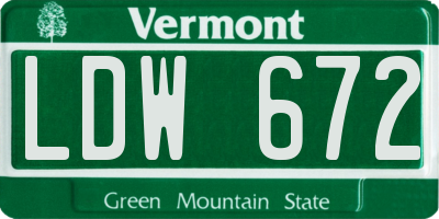 VT license plate LDW672