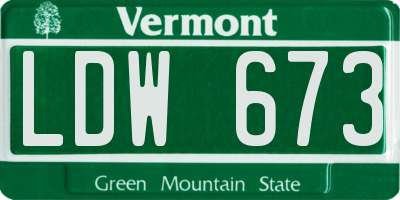 VT license plate LDW673