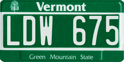 VT license plate LDW675