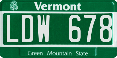 VT license plate LDW678