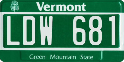 VT license plate LDW681