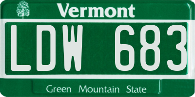 VT license plate LDW683