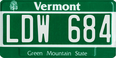 VT license plate LDW684
