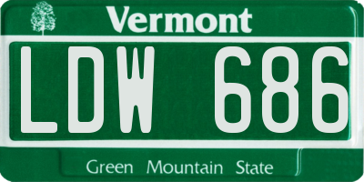 VT license plate LDW686