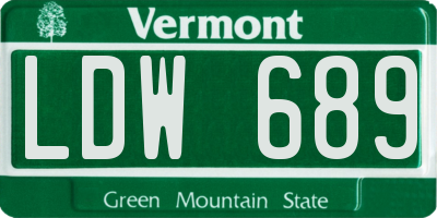 VT license plate LDW689