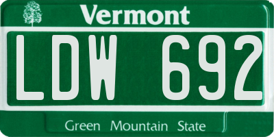 VT license plate LDW692