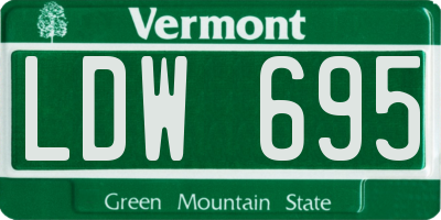 VT license plate LDW695