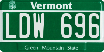 VT license plate LDW696