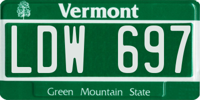 VT license plate LDW697