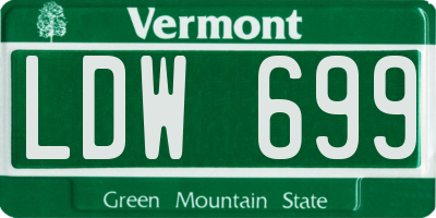 VT license plate LDW699