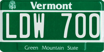 VT license plate LDW700