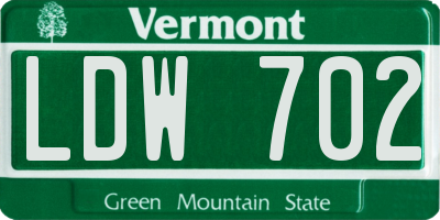 VT license plate LDW702