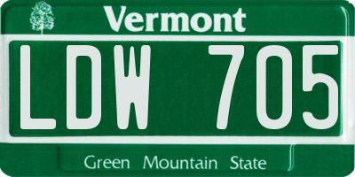 VT license plate LDW705