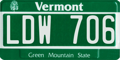 VT license plate LDW706
