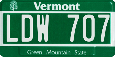 VT license plate LDW707