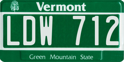 VT license plate LDW712