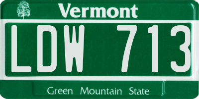 VT license plate LDW713