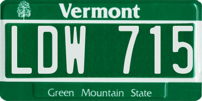VT license plate LDW715