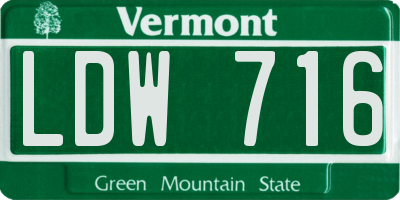 VT license plate LDW716