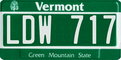 VT license plate LDW717