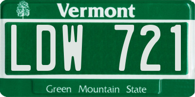 VT license plate LDW721