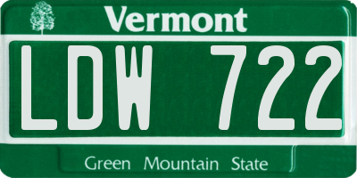 VT license plate LDW722