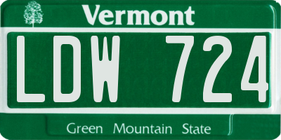 VT license plate LDW724