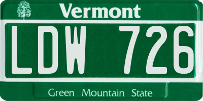 VT license plate LDW726