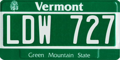 VT license plate LDW727