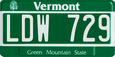 VT license plate LDW729
