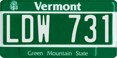 VT license plate LDW731