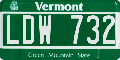 VT license plate LDW732