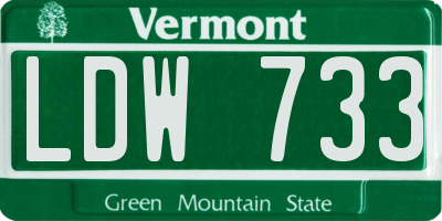 VT license plate LDW733