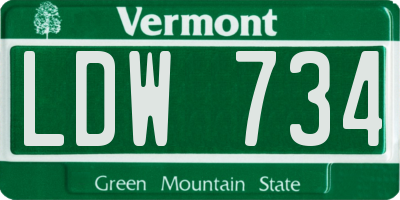 VT license plate LDW734