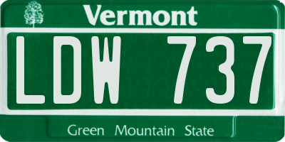VT license plate LDW737