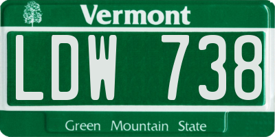 VT license plate LDW738
