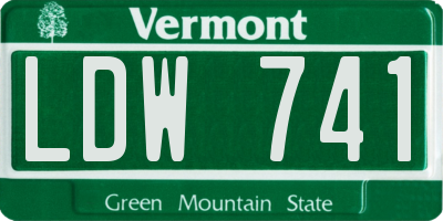 VT license plate LDW741
