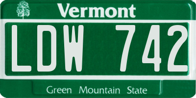 VT license plate LDW742
