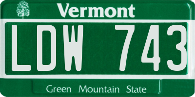 VT license plate LDW743