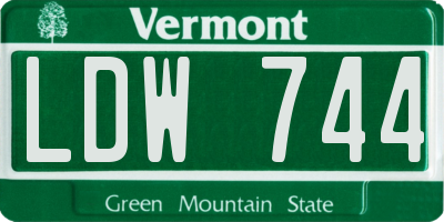 VT license plate LDW744