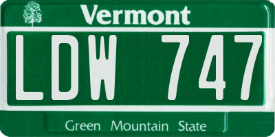 VT license plate LDW747
